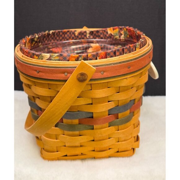 Vintage Longaberger "Shades of Autumn" Maple Leaf Basket w Liner and Protector - Picture 7 of 10